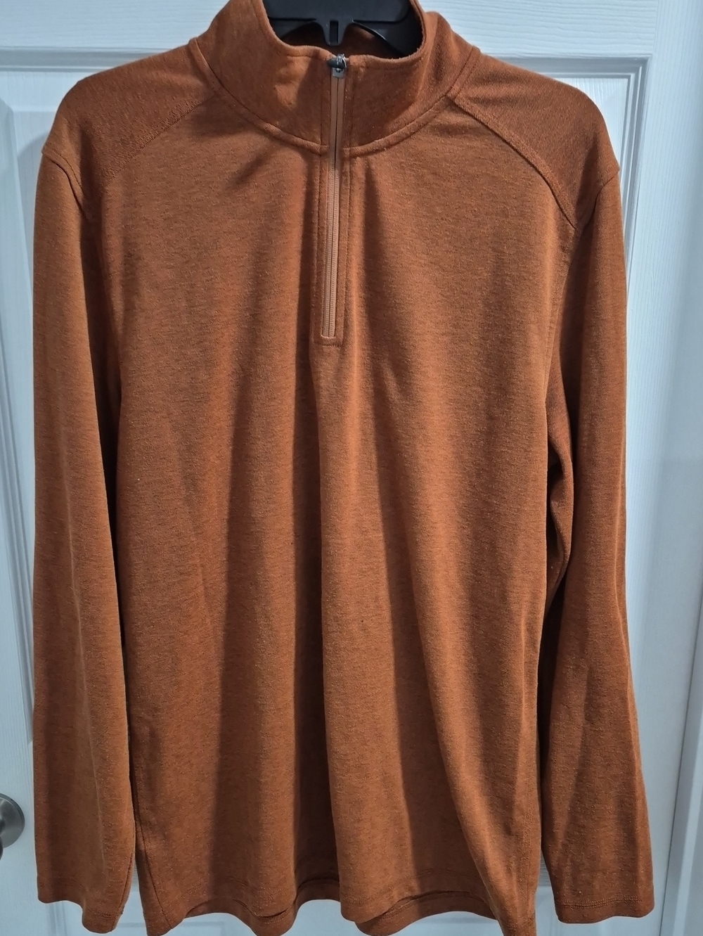 Eddie Bauer Men’s Zip-Neck Sweater in Rust Orange